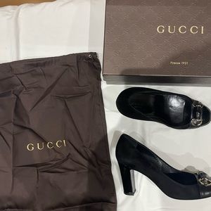 Gucci Black Suede Horsebit heels